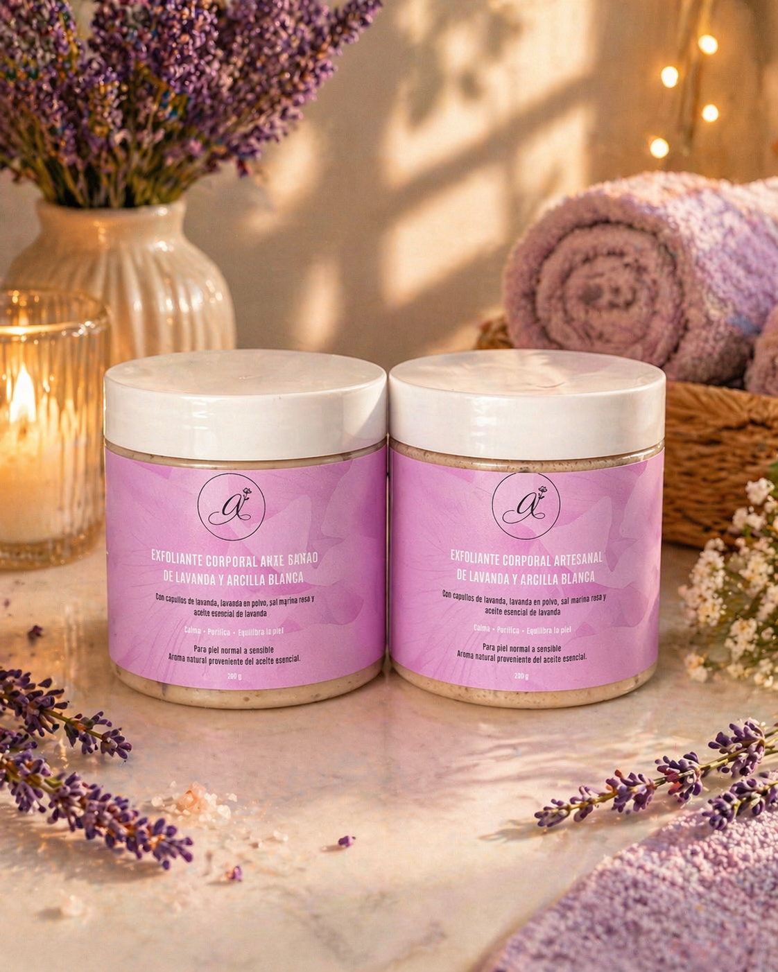 Exfoliante Corporal Artesanal de Lavanda y Arcilla Blanca