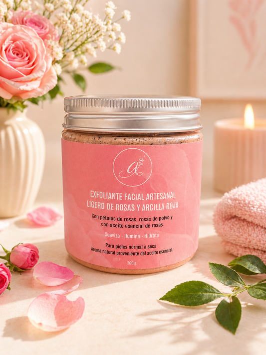 Exfoliante Corporal Artesanal de Rosas y Arcilla Roja