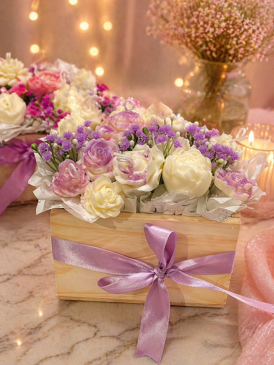 Arreglo floral en caja de madera