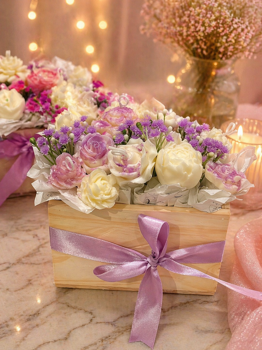 Arreglo floral en caja de madera